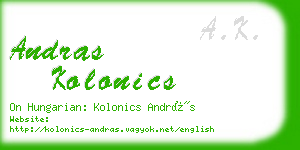 andras kolonics business card